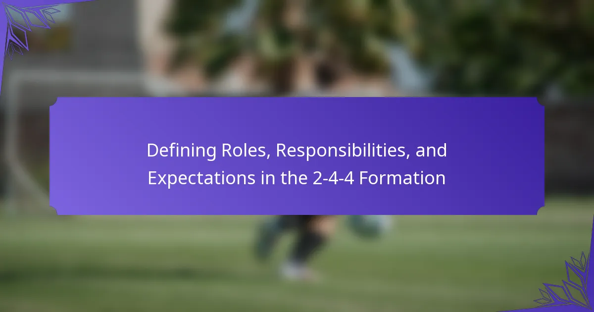 Defining Roles, Responsibilities, and Expectations in the 2-4-4 Formation