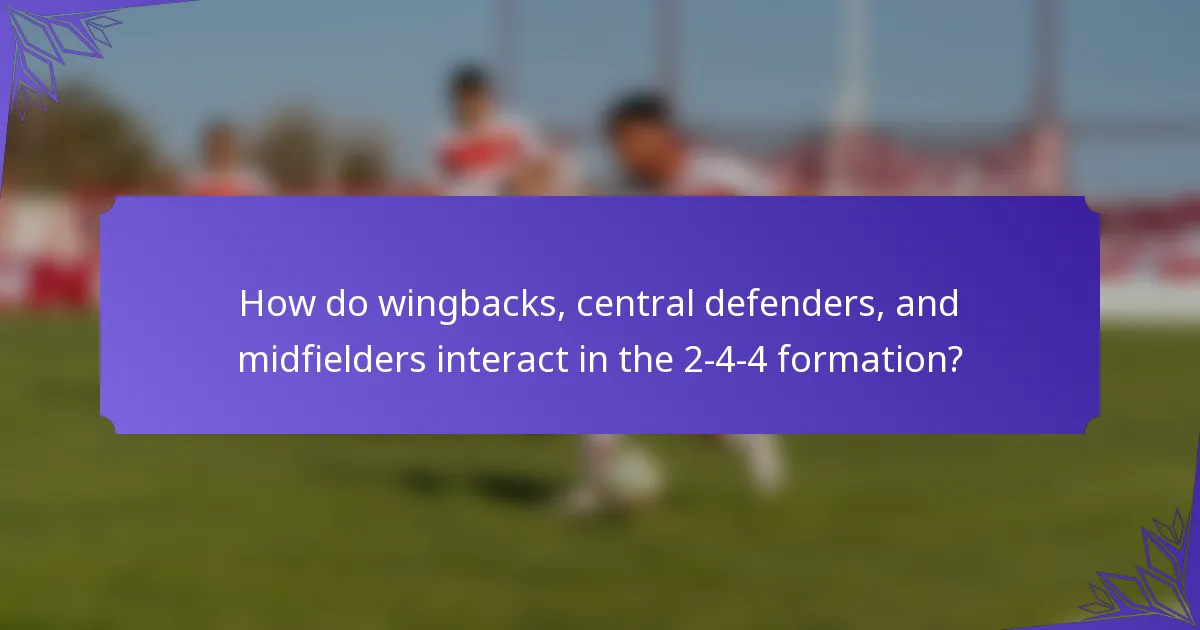 How do wingbacks, central defenders, and midfielders interact in the 2-4-4 formation?