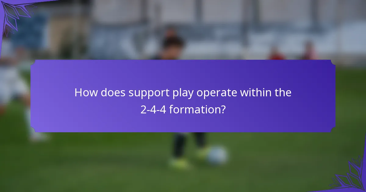 How does support play operate within the 2-4-4 formation?