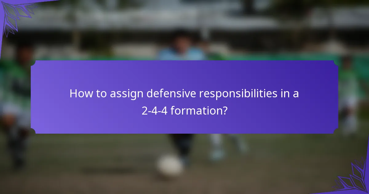 How to assign defensive responsibilities in a 2-4-4 formation?