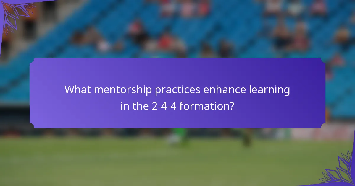 What mentorship practices enhance learning in the 2-4-4 formation?